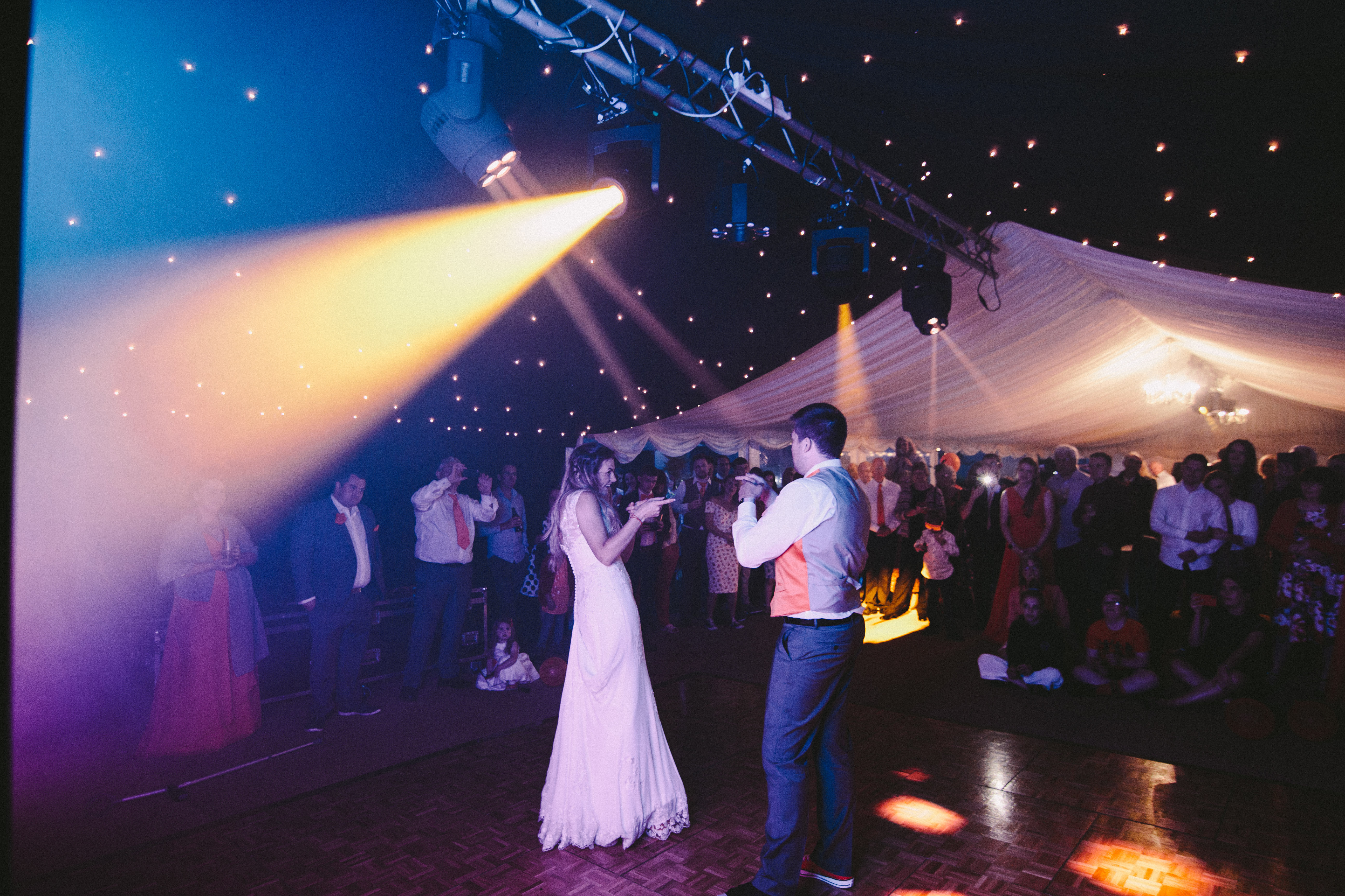 Outdoor wedding ceremony at a country house